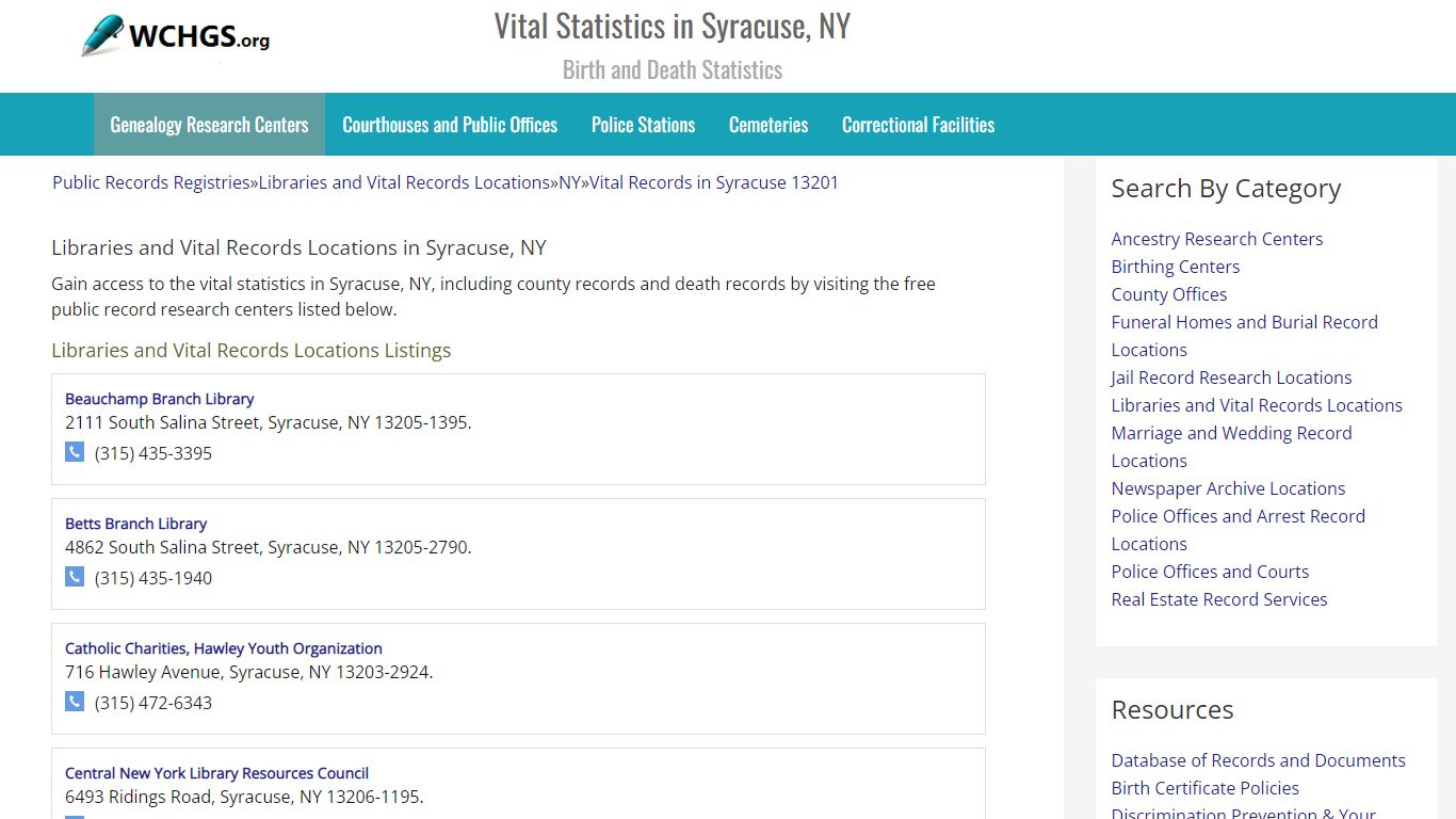 Vital Statistics in Syracuse, NY - Birth and Death Statistics
